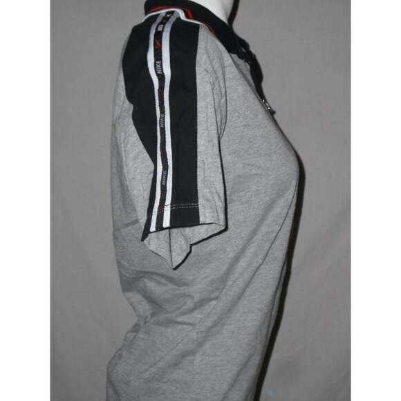 Vtg Nike Womens Gray Zip Polo Shirt  Red N Logo Stripe Short Sleeve Size Medium - Picture 4 of 8